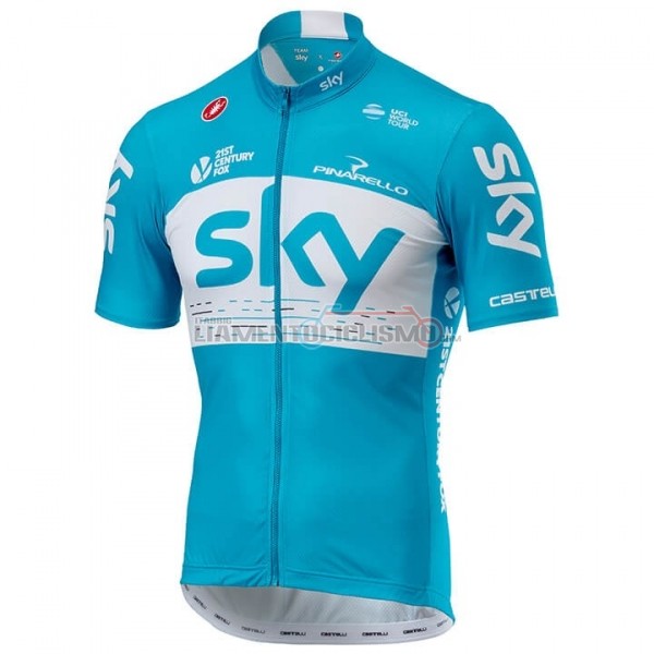 Abbigliamento Ciclismo Sky Manica Corta 2018 Blu Bianco